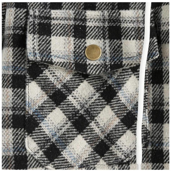 ZAFUL Women's Plaid Fleece Lined Hooded Jacket Button Up Oversized Flannel - Picture 4 of 6